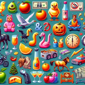 Colorful and Distinct Elements Artwork - Vibrant Chick, Swans, Money Symbols