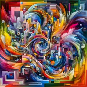 Vibrant Abstract Swirling Geometric Shapes