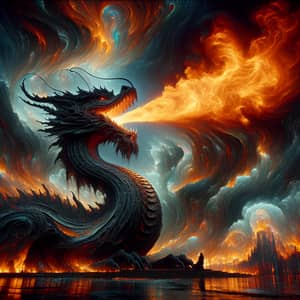 Monumental Fire-Breathing Dragon Abstract Art