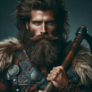 Viking Barbarian with Axe Portrait - Mercenary Warrior Image