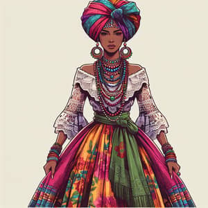 Traditional Baiana Attire Illustration | Brazilian Woman