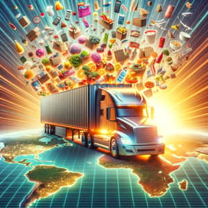 Global Logistics: Semi-Truck Crossing Equator with Unbranded Goods