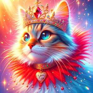Whimsical Cat in Crown and 'VC' Collar - Magical Fantasy Inspired Image