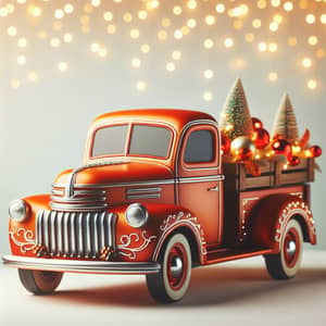Vintage Christmas Truck in Vibrant Orange Color