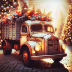 Festive European Style Christmas Truck Photo