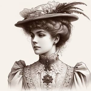 Late Edwardian Woman Portrait - Timeless Elegance