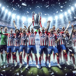Atletico Madrid Champions League Victory | Diverse Soccer Team Celebrating Success