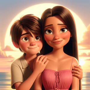 Animated Film Cover: Boy and Girl at Sunset