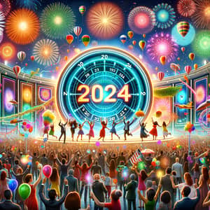 2024 New Year Celebration: Countdown Timer, Fireworks & Festive Joy