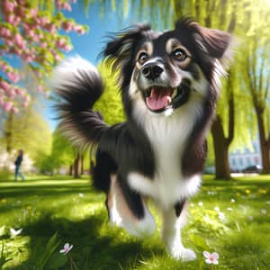 Playful and Energetic Mixed Breed Dog with Fluffy Tail