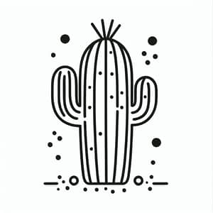 Simple Cactus Coloring Page for 2-Year-Olds
