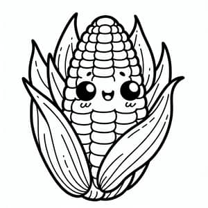 Cute Corn Coloring Page for Kids