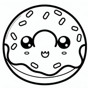 Simple Doughnut Line Art for Kids Coloring