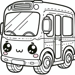 Adorable Bus Coloring Page for Kids | Simple Line Art Illustration