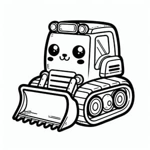Cute Line-Art Bulldozer Coloring Page for Kids