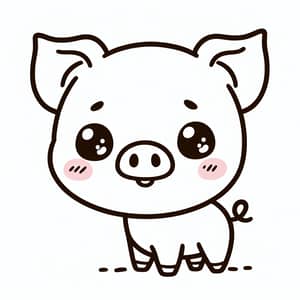 Cute Piglet Line Art for Kids to Color