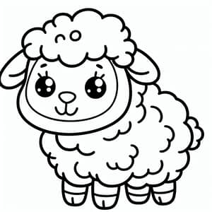 Cute and Friendly Sheep Coloring Page for Kids