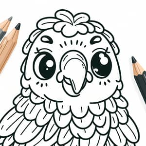 Cute Playful Parrot Coloring Page for Kids