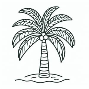 Simple Palm Tree Coloring Page for 2-Year-Olds