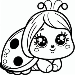 Cute Lady Bug Coloring Page for 1-Year-Olds