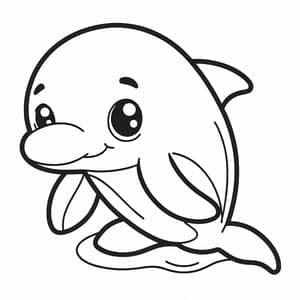 Cute Dolphin Coloring Page for 1-Year-Olds