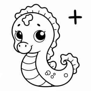 Cute Sea Horse Coloring Page for 1-Year-Olds