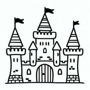 Simple Castle Coloring Page for Toddlers