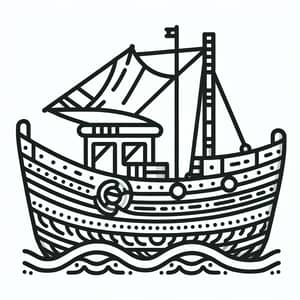 Simple Boat Coloring Page for 1-Year-Olds