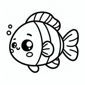 Cute Fish Coloring Page for Kids | Easy Line Art Drawing