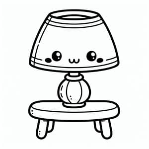 Cute Table Lamp Coloring Page for Kids