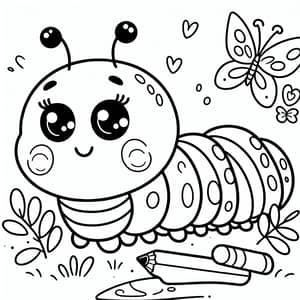 Adorable Caterpillar Coloring Page for Toddlers
