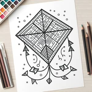 Delightful Kite Coloring Page for 2-Year-Olds