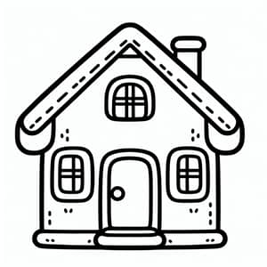 Cute House Coloring Page for 1-Year-Olds