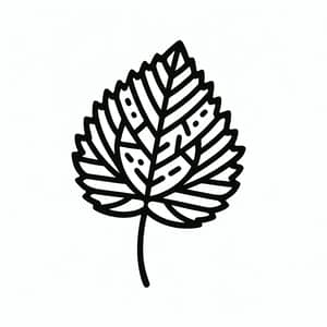 Simple Elm Leaf Coloring Page for 2-Year-Olds