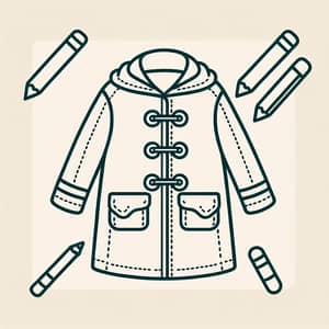 Simple and Adorable Line-Art Coat Illustration for Kids