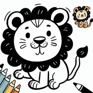 Simplistic Lion Cartoon for 3-Year-Olds Coloring | Classic Children's Book Style