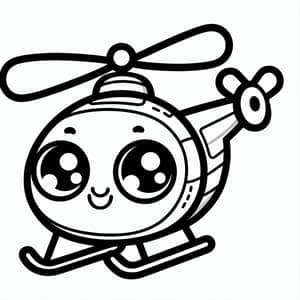 Cute Helicopter Coloring Page for Kids