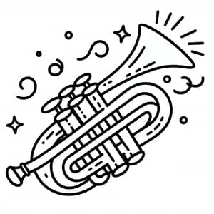 Cute Trumpet Coloring Page for Kids