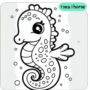 Cute and Friendly Sea Horse Coloring Page for 1-Year-Olds