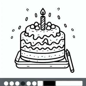 Simple Birthday Cake Coloring Page for 2-Year-Olds