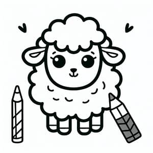 Cute & Friendly Sheep Coloring Page for Kids