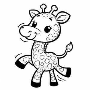 Playful Giraffe Cartoon for Coloring | Children's Illustration