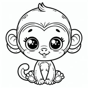 Cute Monkey Coloring Page for Toddlers