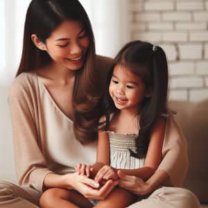 Family Time: Girl Sits on Mother's Lap | Quality Time Together