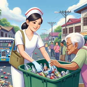 Filipino Student Nurse Promoting Good Governance Through Community Clean-Up