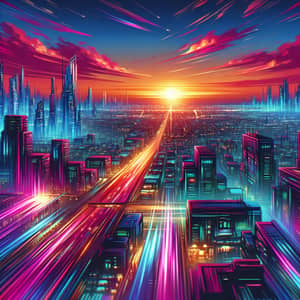 Vibrant Sunset Futuristic Cityscape | Cyberpunk Aesthetic