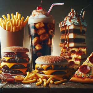 Decadent Unhealthy Food Collection - Tempting Feast Imagery