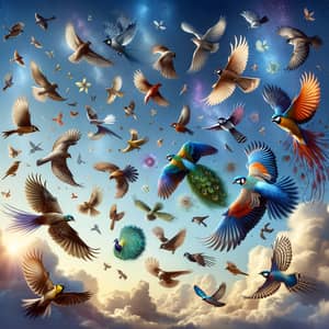 Harmony in the Sky: Diverse Array of Birds in Peaceful Flight