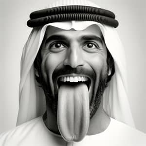 Middle Eastern Man with Unusually Long Tongue | Startling Image