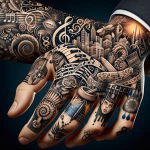 Intricate Tattoo Design Representing Music, Art, Business & More